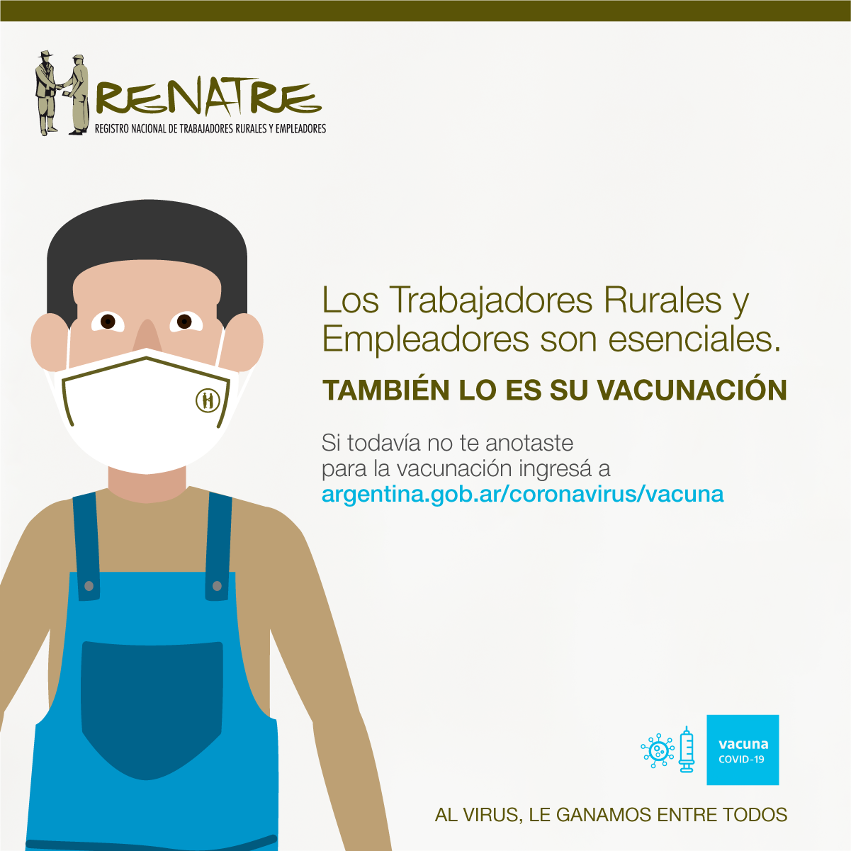 Desde el RENATRE gestionan una campaña específica de vacunación para trabajadores rurales