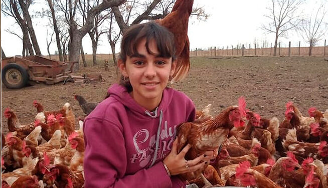 En tiempos de pandemia una niña se puso a criar gallinas y hoy cuenta con 800 animales
